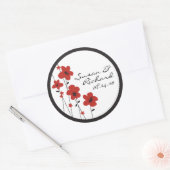 Sticker Rond Mariage de fleurs d'anémones rouge et noir (Enveloppe)