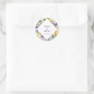 Sticker Rond Mariage de fleurs d'aquarelle verte
