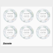 Sticker Rond Mariage de fleurs de bois blanc argenté personnali (Feuille)