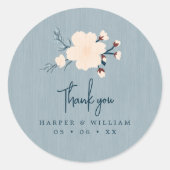 Sticker Rond mariage de fleurs de cerisier rose merci (Devant)