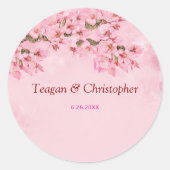 Sticker Rond Mariage de fleurs de cerisiers roses (Devant)