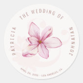 Sticker Rond Mariage de fleurs de magnolia rose pâle (Devant)