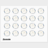 Sticker Rond Mariage de fleurs de printemps bleu Dusty (Feuille)