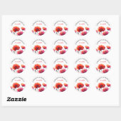 Sticker Rond Mariage de fleurs de Red Poppies (Feuille)