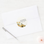Sticker Rond Mariage de fleurs de tournesol rustique (Enveloppe)
