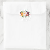 Sticker Rond Mariage de fleurs florales de Bourgogne d'automne (Sac)