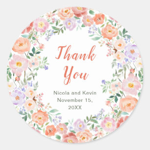 Sticker Rond Mariage de fleurs printanières