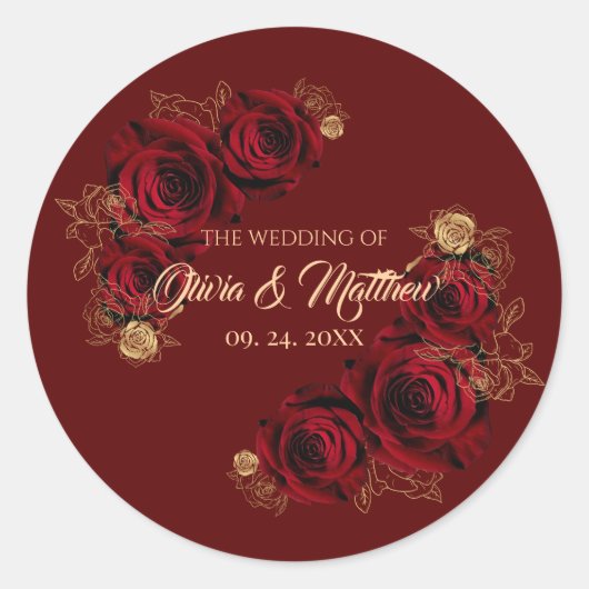Sticker Rond Mariage de fleurs Red Roses (Devant)