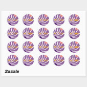 Sticker Rond Mariage de fleurs rétro rose violet (Feuille)