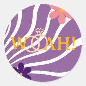 Sticker Rond Mariage de fleurs rétro rose violet (Devant)