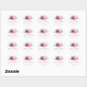 Sticker Rond Mariage de fleurs rose (Feuille)