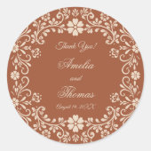 Sticker Rond Mariage de fleurs rustiques en terre cuite (Devant)