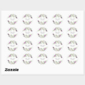 Sticker Rond Mariage de fleurs rustiques violettes et vertes (Feuille)
