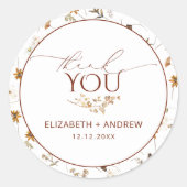 Sticker Rond Mariage de fleurs sauvages minimalistes d'automne (Devant)