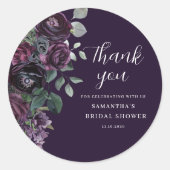Sticker Rond Mariage de Fleurs Sombres Violet Foncé (Devant)