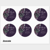 Sticker Rond Mariage de Fleurs Sombres Violet Foncé (Feuille)