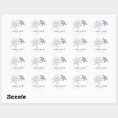 Sticker Rond Mariage de flocons de neige bleu marine (Feuille)
