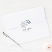 Sticker Rond Mariage de flocons de neige bleu marine (Enveloppe)