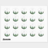 Sticker Rond Mariage de forêt de pins rustiques (Feuille)