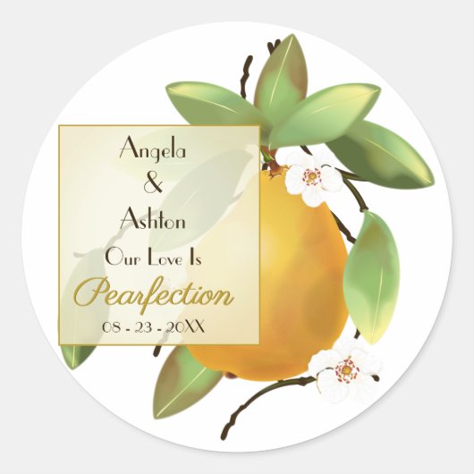 Sticker Rond Mariage de fruits poires (Devant)