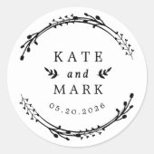 Sticker Rond Mariage de germe rustique Enregistrer la date (Devant)