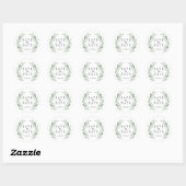 Sticker Rond Mariage de germe vert rustique Enregistrer la date (Feuille)