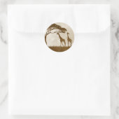 Sticker Rond Mariage de girafe d'Afrique Brown et ivoirienne (Sac)
