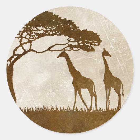 Sticker Rond Mariage de girafe d'Afrique Brown et ivoirienne (Devant)