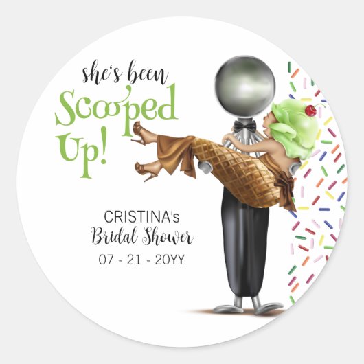 Sticker Rond Mariage de glace au chocolat Scooped Up Shower (Devant)