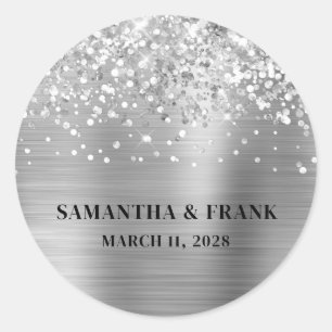 Sticker Rond Mariage de glamme à huile d'argent
