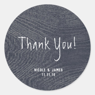 Sticker Rond Mariage de graine en bois bleu rustique minimalist