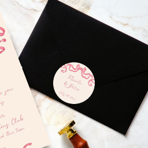 Sticker Rond Mariage de gribouillage vintage rétro dessiné à la