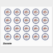 Sticker Rond Mariage de homard En vichy bleu (Feuille)