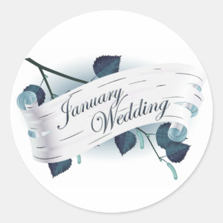 Sticker Rond Mariage de janvier : feuilles de saison :
