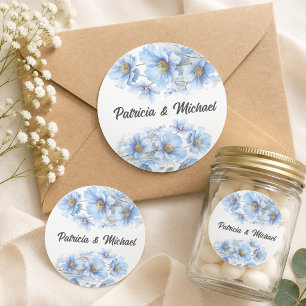 Sticker Rond Mariage de jardin de pavot de l'Himalaya bleu doux