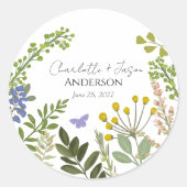 Sticker Rond Mariage de jardin d'été à feuillage persistant (Devant)