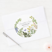 Sticker Rond Mariage de jardin d'été à feuillage persistant (Enveloppe)