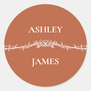 Sticker Rond Mariage de jardin en terre cuite botanique floral