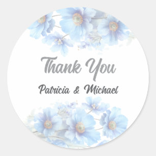 Sticker Rond Mariage de jardin fleuri de pavot de l'Himalaya bl