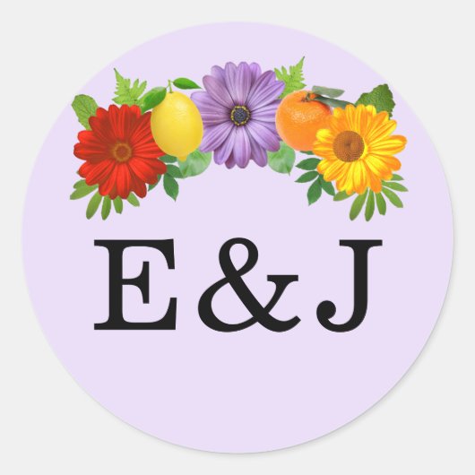 Sticker Rond Mariage de jardin floral de agrumes (Devant)