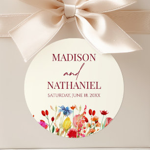 Sticker Rond Mariage de jardin floral de fleurs sauvages
