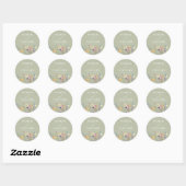 Sticker Rond Mariage de jardin floral de fleurs sauvages (Feuille)