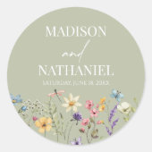 Sticker Rond Mariage de jardin floral de fleurs sauvages (Devant)