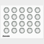 Sticker Rond Mariage de la couronne d'eucalyptus Nom Favoriser (Feuille)
