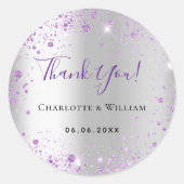 Sticker Rond Mariage de la date du nom de la parties scintillan (Devant)