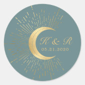 Sticker Rond Mariage de la lune d'or céleste Pastel (Devant)