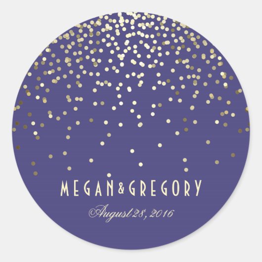 Sticker Rond Mariage de la Marine Gold Confetti (Devant)