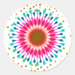 Sticker Rond Mariage de la Parties scintillant de fleurs de Con