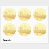 Sticker Rond Mariage de la plage de Coeur Jaune (Feuille)