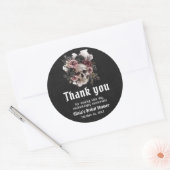 Sticker Rond Mariage de la Saint-Valentin Fleuriste Crâne Noir  (Enveloppe)